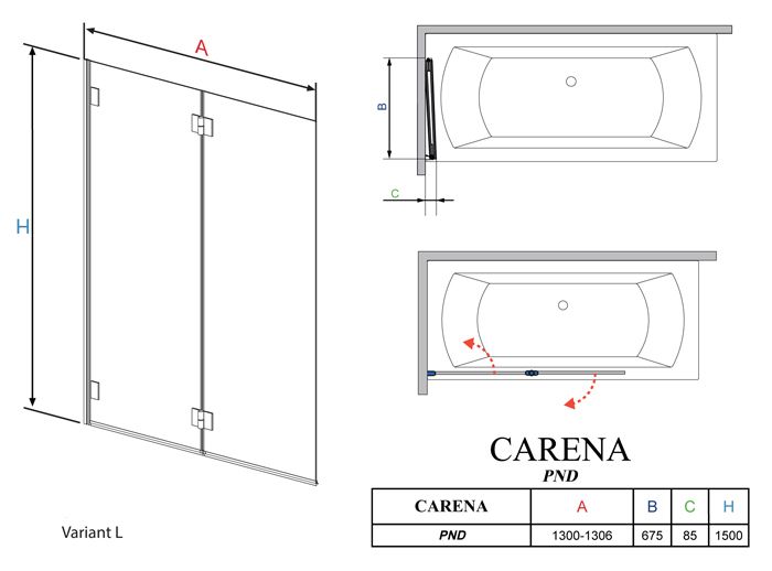 Шторки для ванной Carena PND I Radaway   ЭКСПОЗИЦИОННЫЙ ТОВАР
